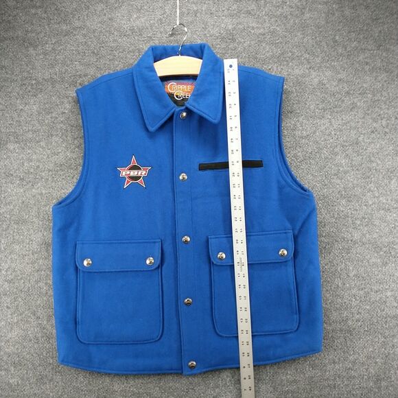 Cripple Creek Mens Vest Blue XL Wool Blend PBR Bull Rider Toughest Sport On Dirt - Picture 13 of 15